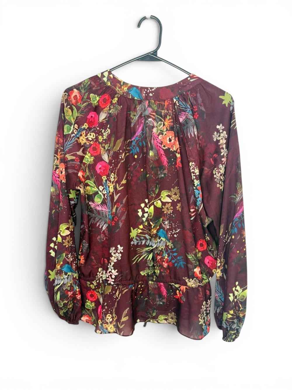 Parker Floral Cinch-Waist Silk Blouse Size Medium - Picture 2 of 4